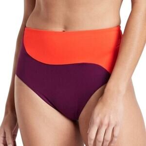 Athleta Asymmetrical Colorblock High Waist Swim Bikini Bottom Size Small